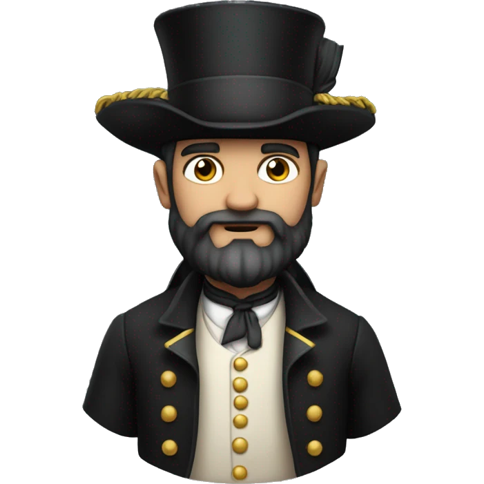 a wealthy pirate with deep knowledge in mechanics and a black suit and a top hat and a short beard emoji