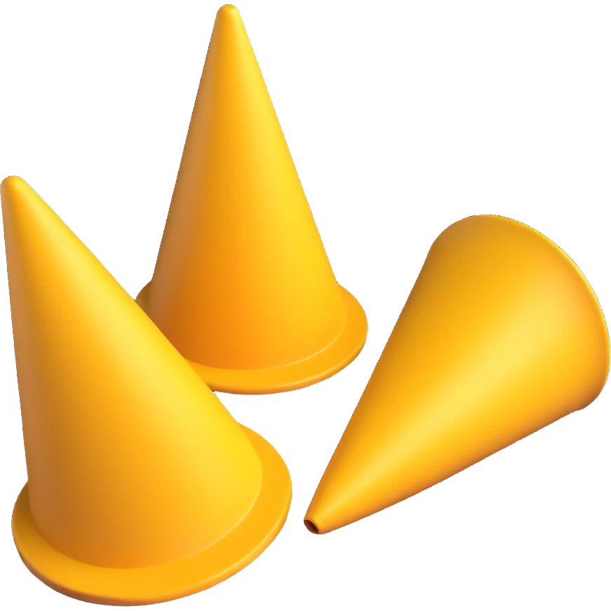 yellow cone, 3D look with shading emoji