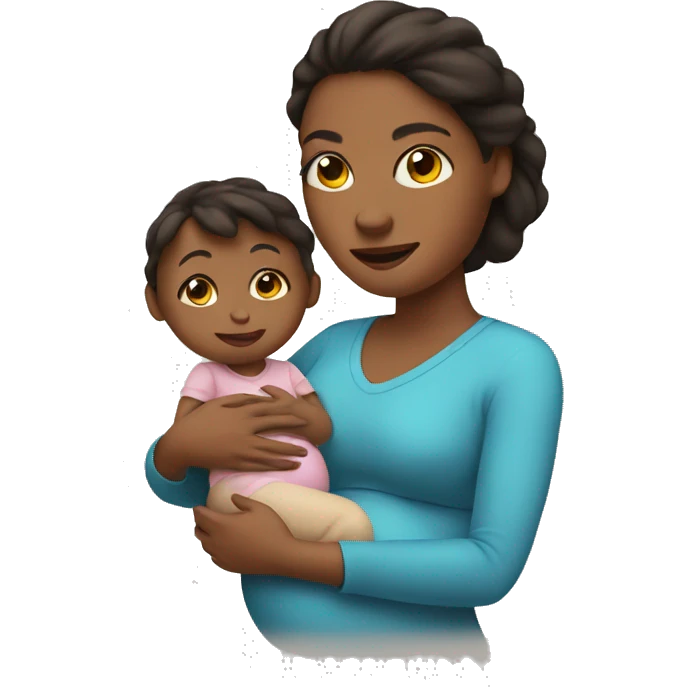 Pregnant woman holding a toddler  emoji