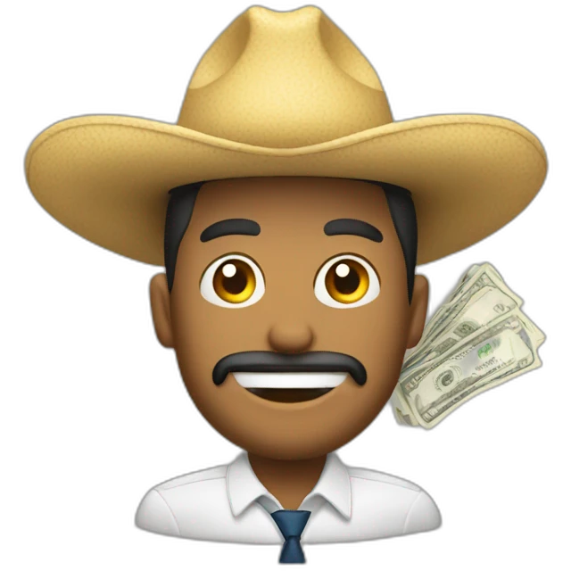 HOMBRE CON SOMBRERO CONTANDO DINERO emoji