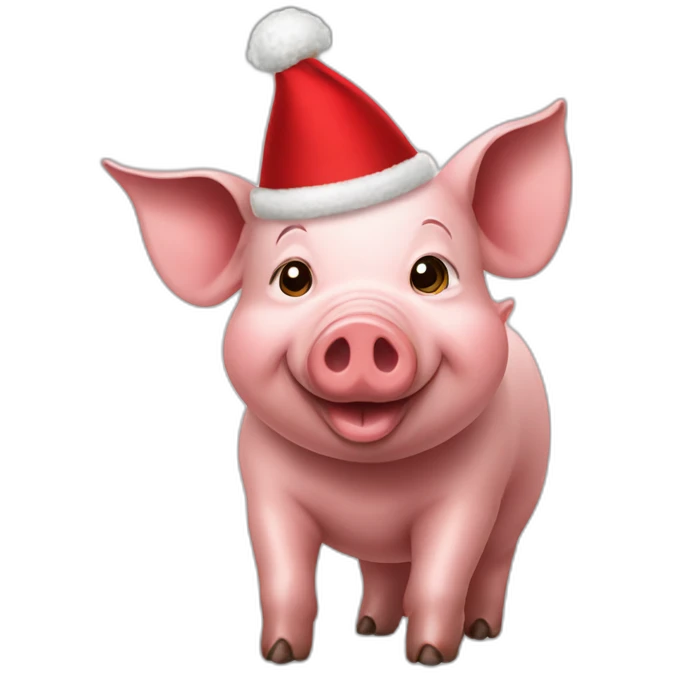 a pig wear red hat emoji