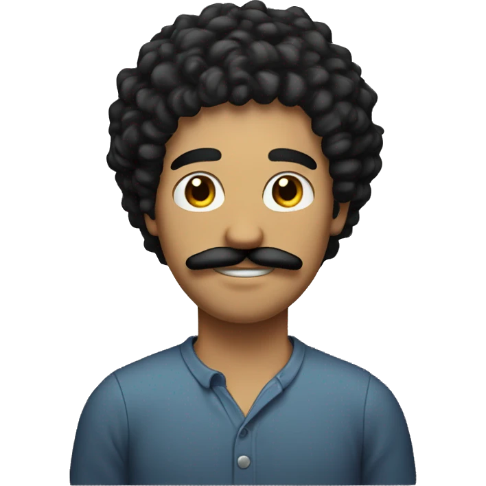 Guy with black curly hair with a mustache  emoji