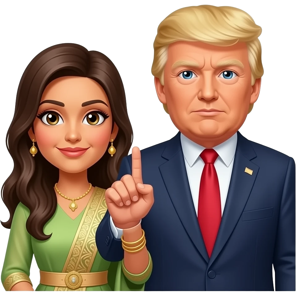 Farheen  holding one hand on Barron Trump in trust  a Barron Trump the  President Donald Trump and an along in circle son Barron Trump emoji