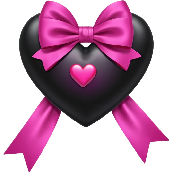 Cuore nero con Fiocchetto fucsia emoji
