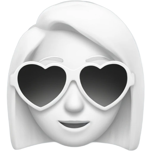 White heart shaped sunglasses on a blank background  emoji