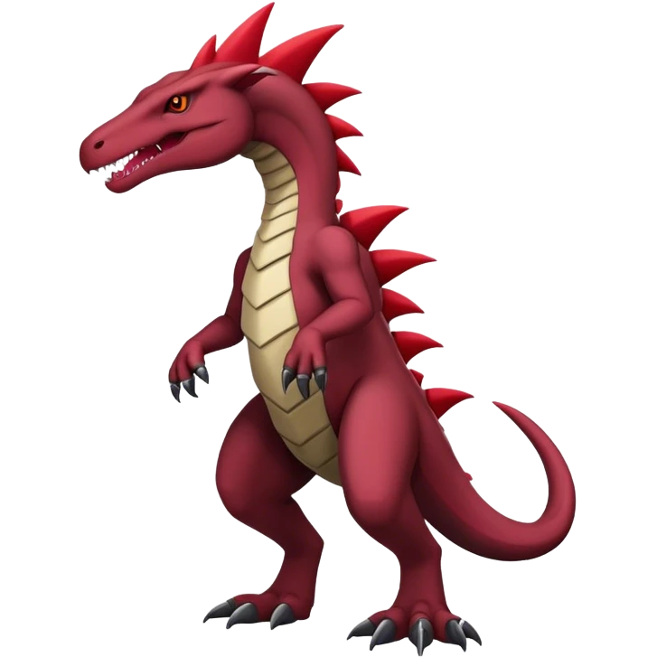 Badass black and red salazzle-tyranitar-hybrid, full body emoji