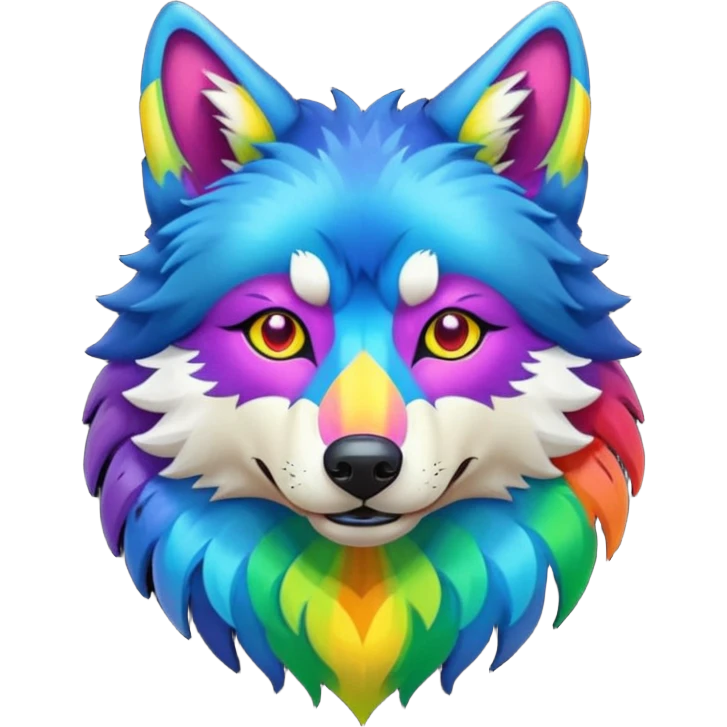 rainbow colored wolf emoji