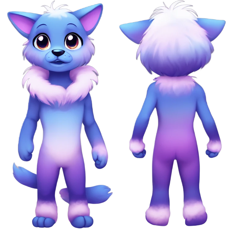 Adorable innocent cute gradient-Sparkle-nebula-fursona anthropomorphic furry full body emoji