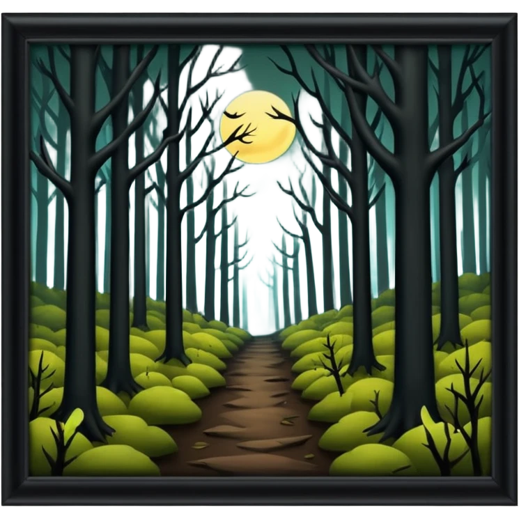 a dark, scary forest outside the fence emoji