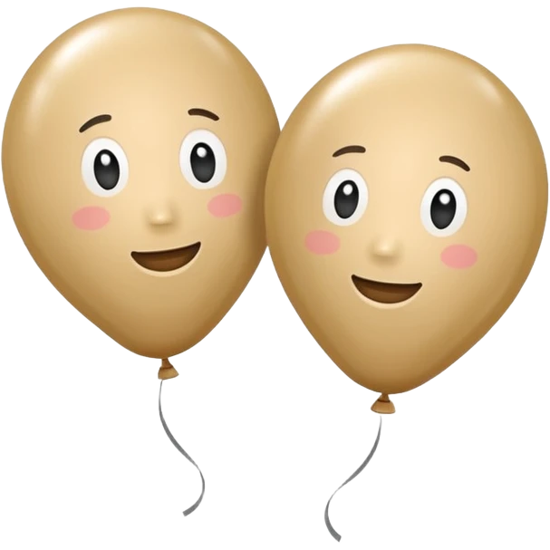 Two beige balloons left up, right down emoji