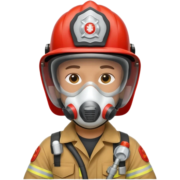 Firefighter with white color helmet and respiratory protection emoji