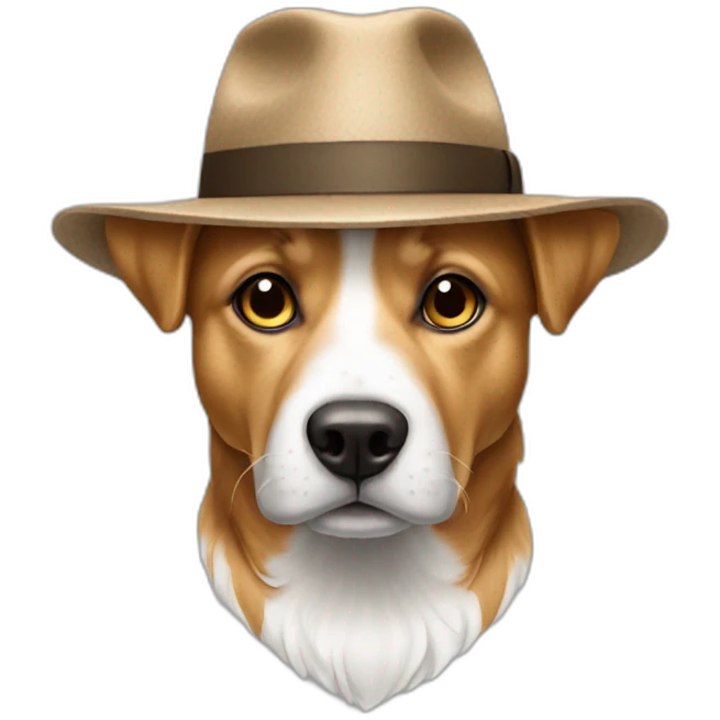 Chien avec un chapeau emoji