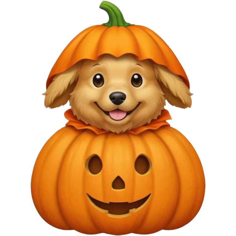 Adult golden retriever dog with pumpkin costume  emoji