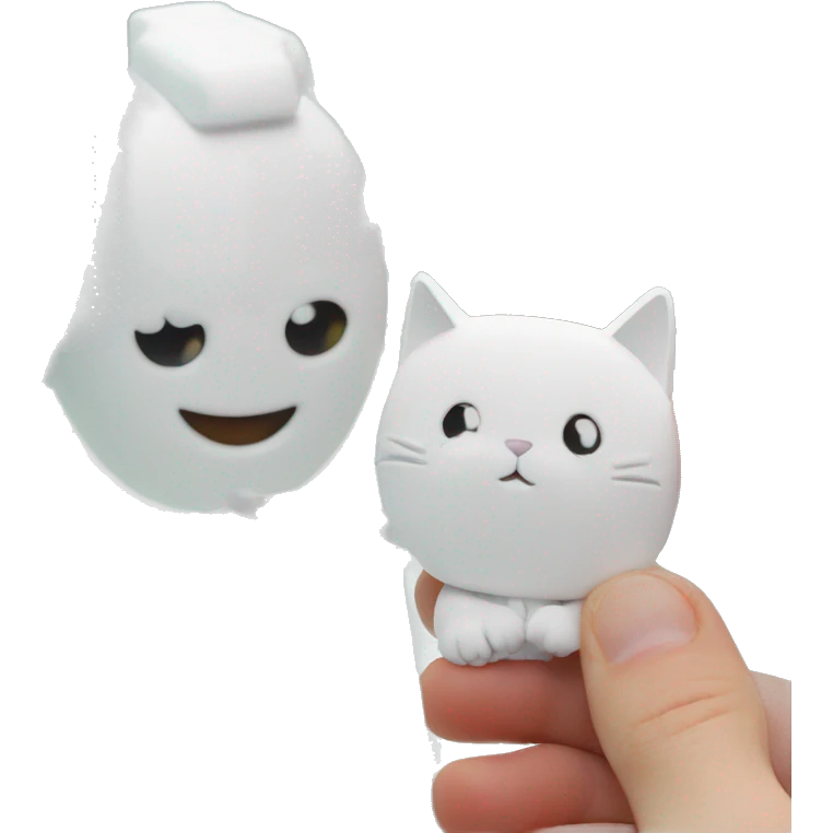 A red-bearded cat engineer in a lab coat holds a white piece of paper next to a 3d printer. emoji