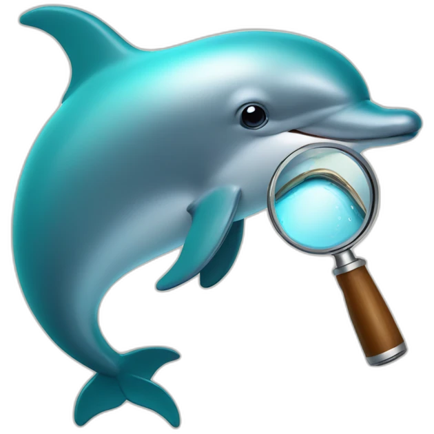 A dolphin with a magnifying glass emoji