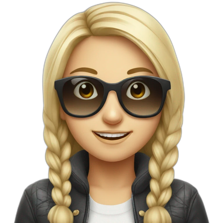 Smiling Slavic Girl Face with Sunglasses looking cool emoji