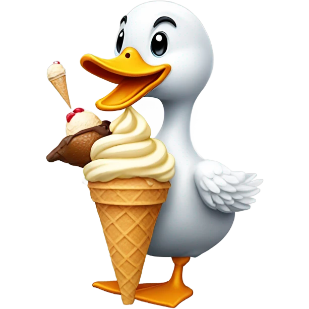 duck eating ice cream emoji