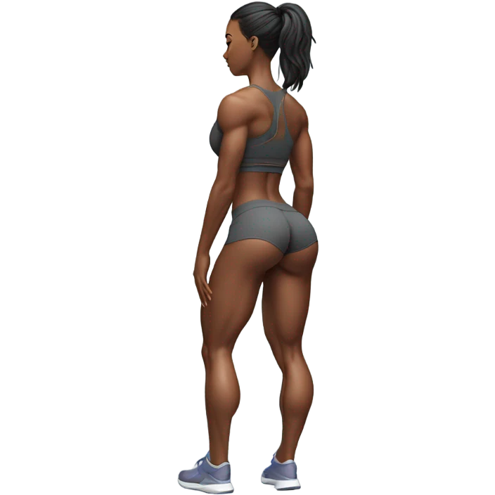 fitness model squating pose direct back view hyperealistic with very developed glute muscles emoji