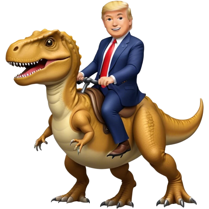 Donald Trump riding t-rex emoji