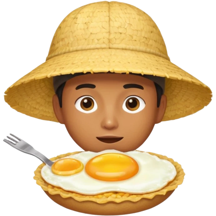 Asian guy with a rice hat eating an egg emoji