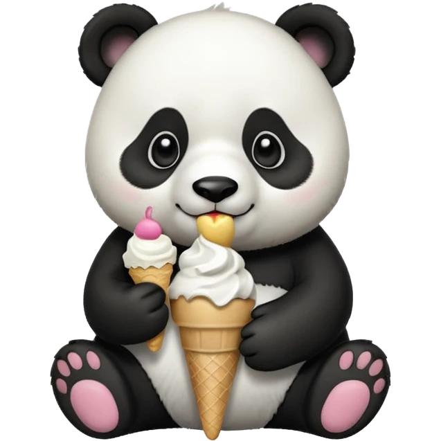 Panda eating ice cream emoji