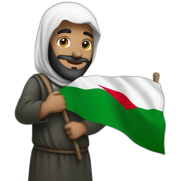 Muslim man holding palestine flag emoji