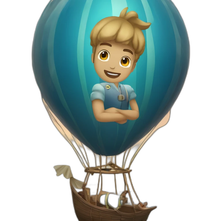 Bolando en un globo a la orrilla del mar emoji