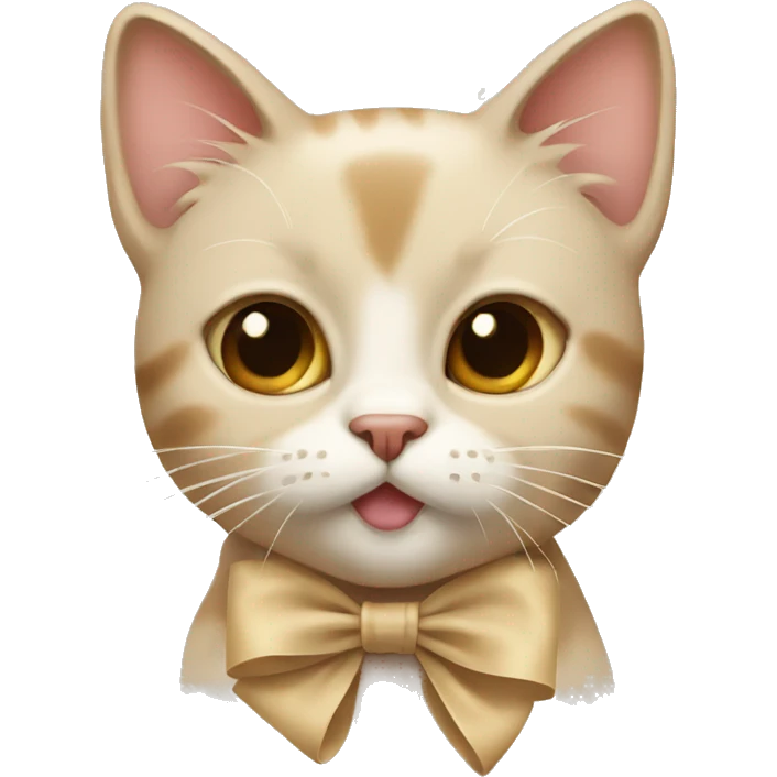 cat in beige with a bow  emoji