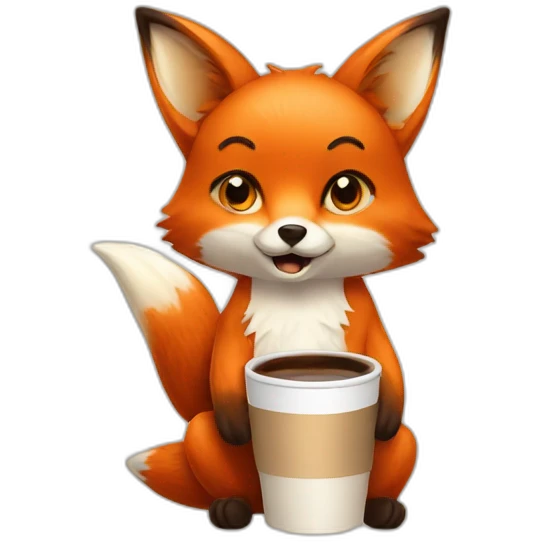 Fox with coffee emoji