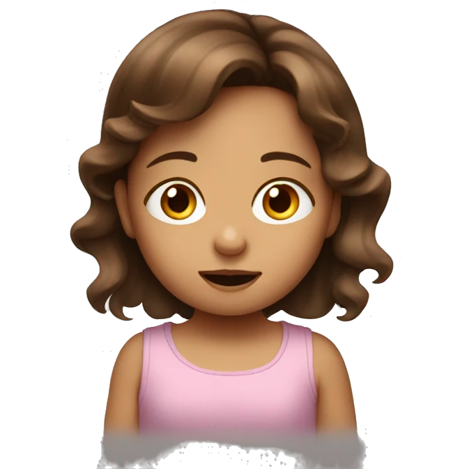Brown hair baby girl watching a movie on a big screen emoji