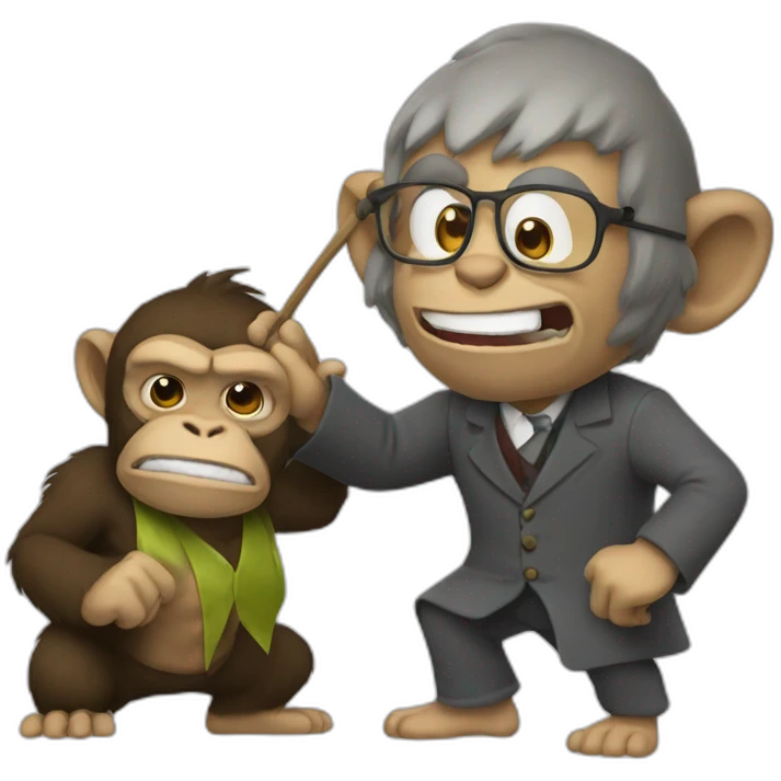 monkey professor beating a ogre emoji