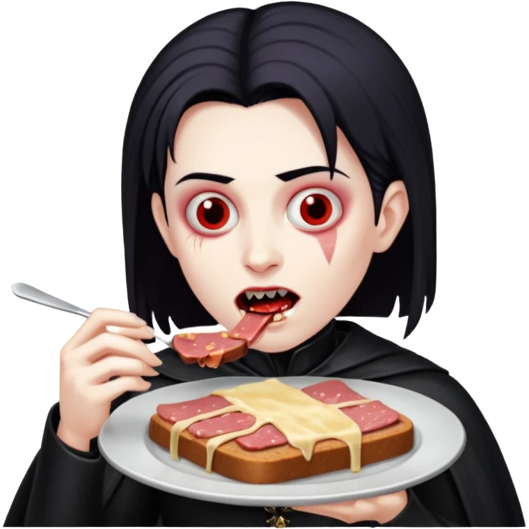 goth vampires eating a SPAM meat dinner emoji