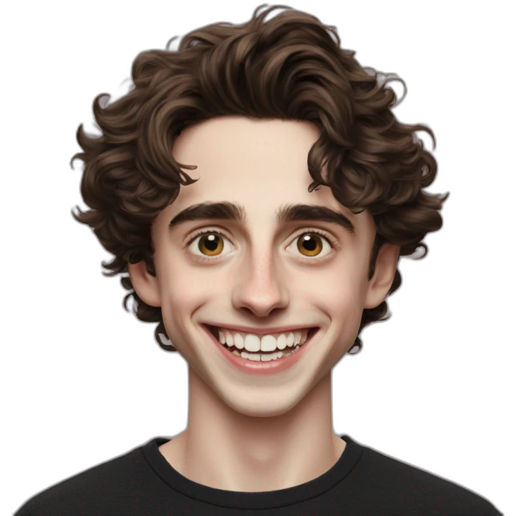 hyper realistic timothee chalamet showing teeth emoji