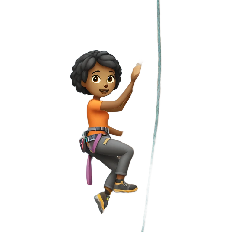 A girl with short hair rock climbing ￼ emoji