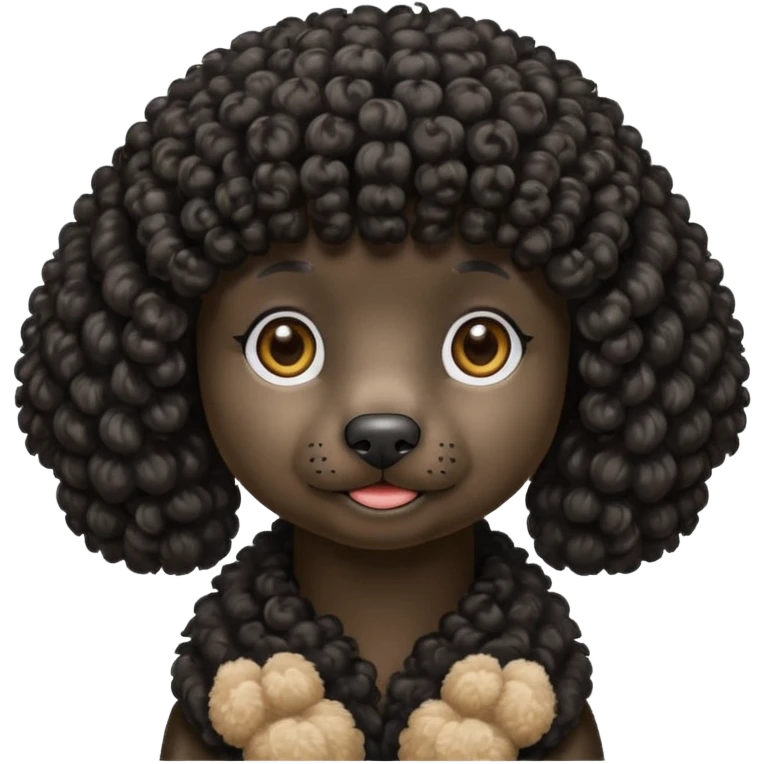 black poodle, round face emoji