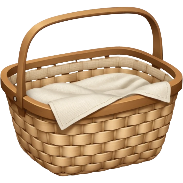 A woven light Brown basket with fresh washed linen emoji