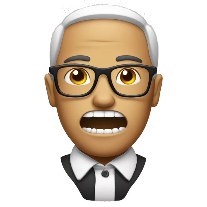 Nerd emoji with bone in mouth emoji