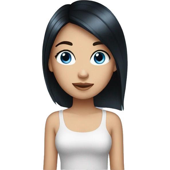 Girl black hair blue eyes  emoji