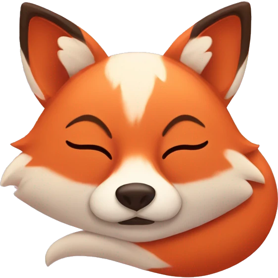 Sleepy fox with hearts emoji