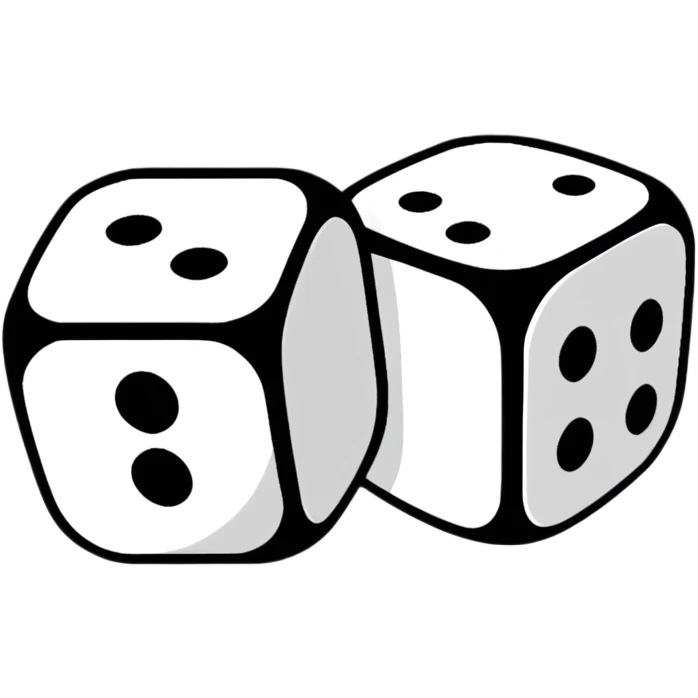 A pair of colorful game dice emoji