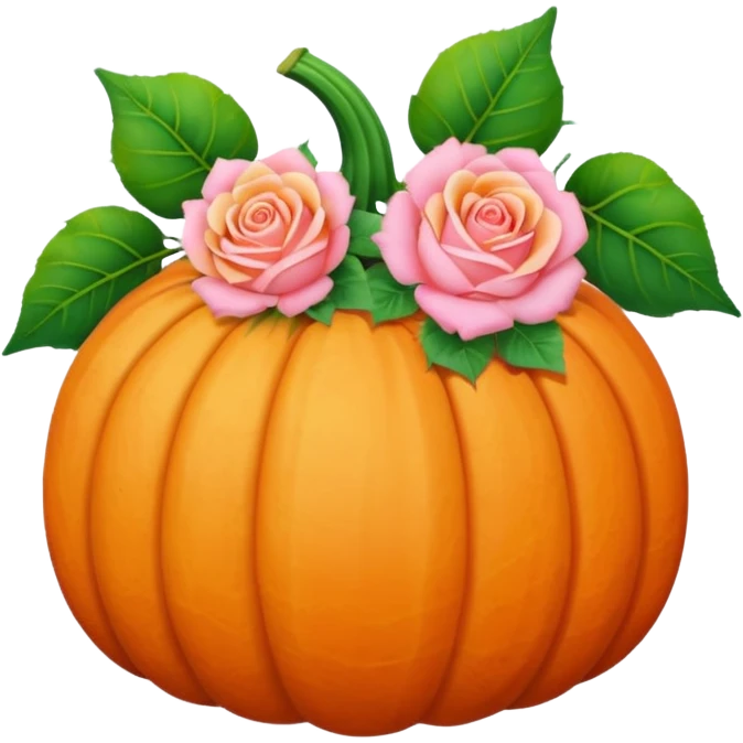 pastel pumpkin with roses and leaves emoji