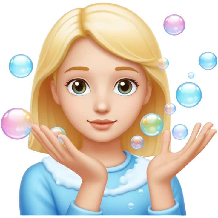 Closeup dainty hands foaming soap bubbles emoji
