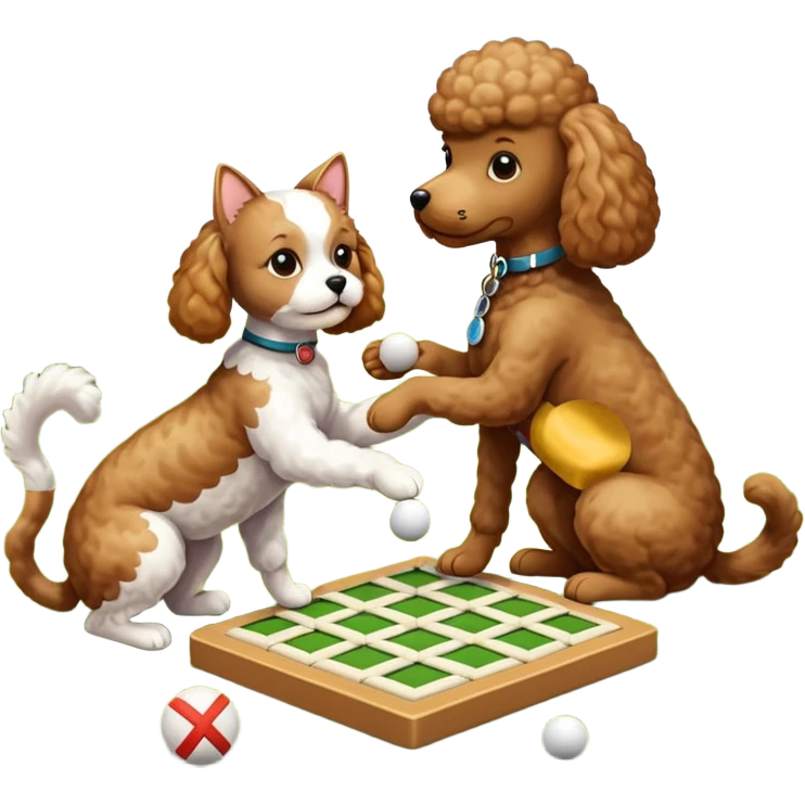 Cat playing tic-tac-toe with a poodle emoji