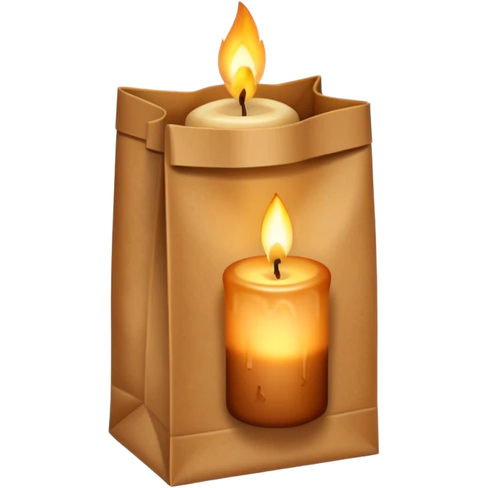 Halloween brown paper bag with candle inside emoji