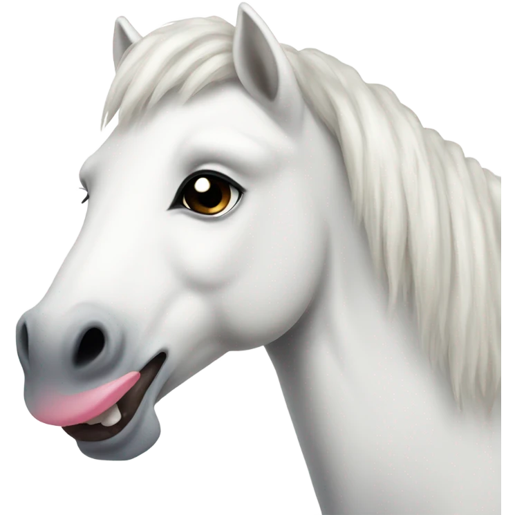White pony with toung out emoji