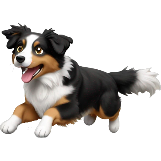 Australian shepherd jumping over anvil emoji