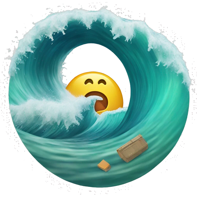 wave with waste inside emoji