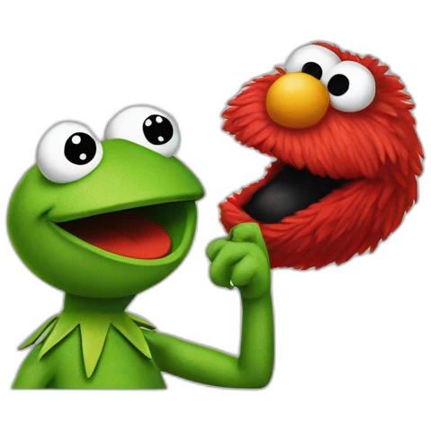elmo fighting with pepe the frog emoji