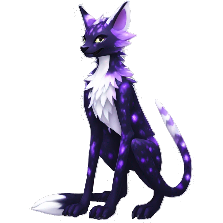 Epic Edgy Black White Purple ethereal eldritch Sergal-shiny sparkle starry Serval-Fionbri full body emoji