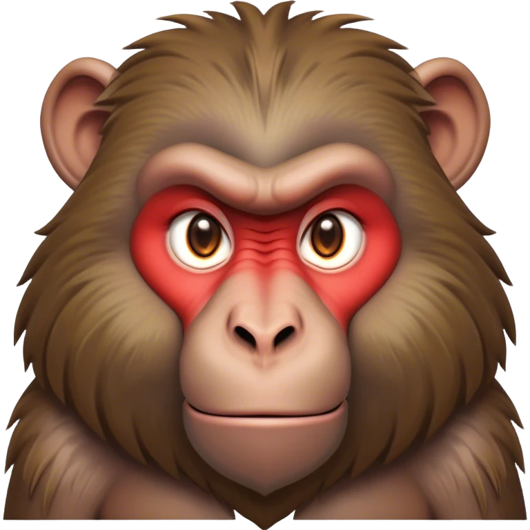 Cinematic Noble Baboon Portrait Emoji, Poised and regal, with a robust, muscular build and a richly textured Fur of earthy browns, deep-set soulful eyes with a mischievous glint, Simplified yet sharp and sophisticated features, highly detailed, glowing with a warm, dignified glow, high shine, intelligent and bold, stylized with an air of untamed urban majesty, focused and attentive, soft glowing outline, capturing the essence of a watchful and confident primate, so majestic it feels as though it could stride out of the screen with effortless authority! emoji
